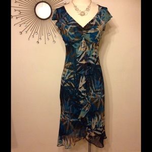 Abstract Print Cap Sleeve Dress